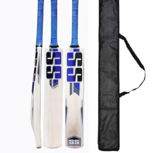Super Strock Premium Popular Willow Cricket Bat Full Size Short Hand Adults 33.5 inch Cricket Bat with Black Bat Cover (S.S Blue)