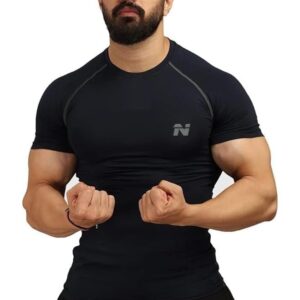 NINQ Half Sleeve Compression T-Shirt - Men's Athletic & Sports Tights for Fitness