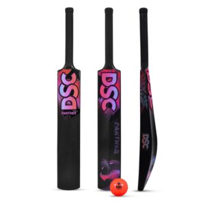 DSC Panther Plastic Bat with PVC Ball - Ideal for Tennis and Gully/Turf Cricket Bat for Kids, Color - Black, Size - Full (15 Years and Above)