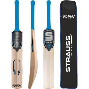 STRAUSS Launcher Kashmir Willow Cricket Bat | Size: Short Handle (SH) | Suitable Only for Tennis Ball | Age Group 13+ yrs | for Youth/Adults | Anti Scuff
