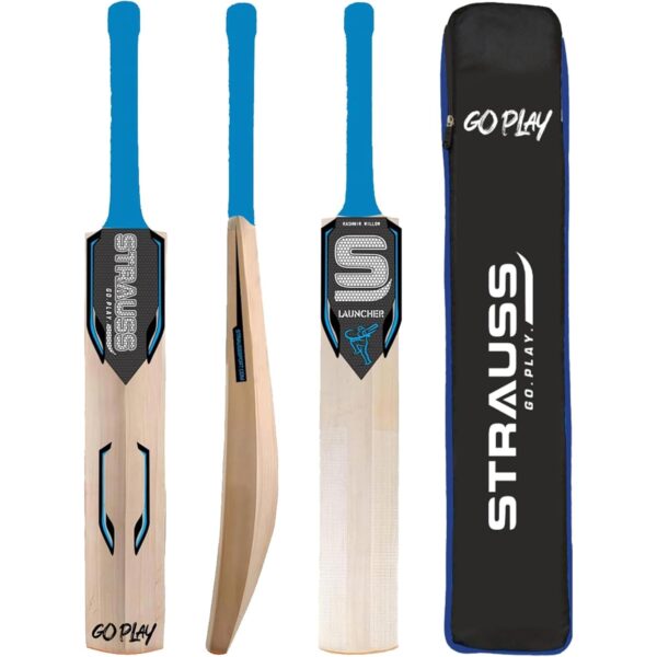 STRAUSS Launcher Kashmir Willow Cricket Bat | Size: Short Handle (SH) | Suitable Only for Tennis Ball | Age Group 13+ yrs | for Youth/Adults | Anti Scuff